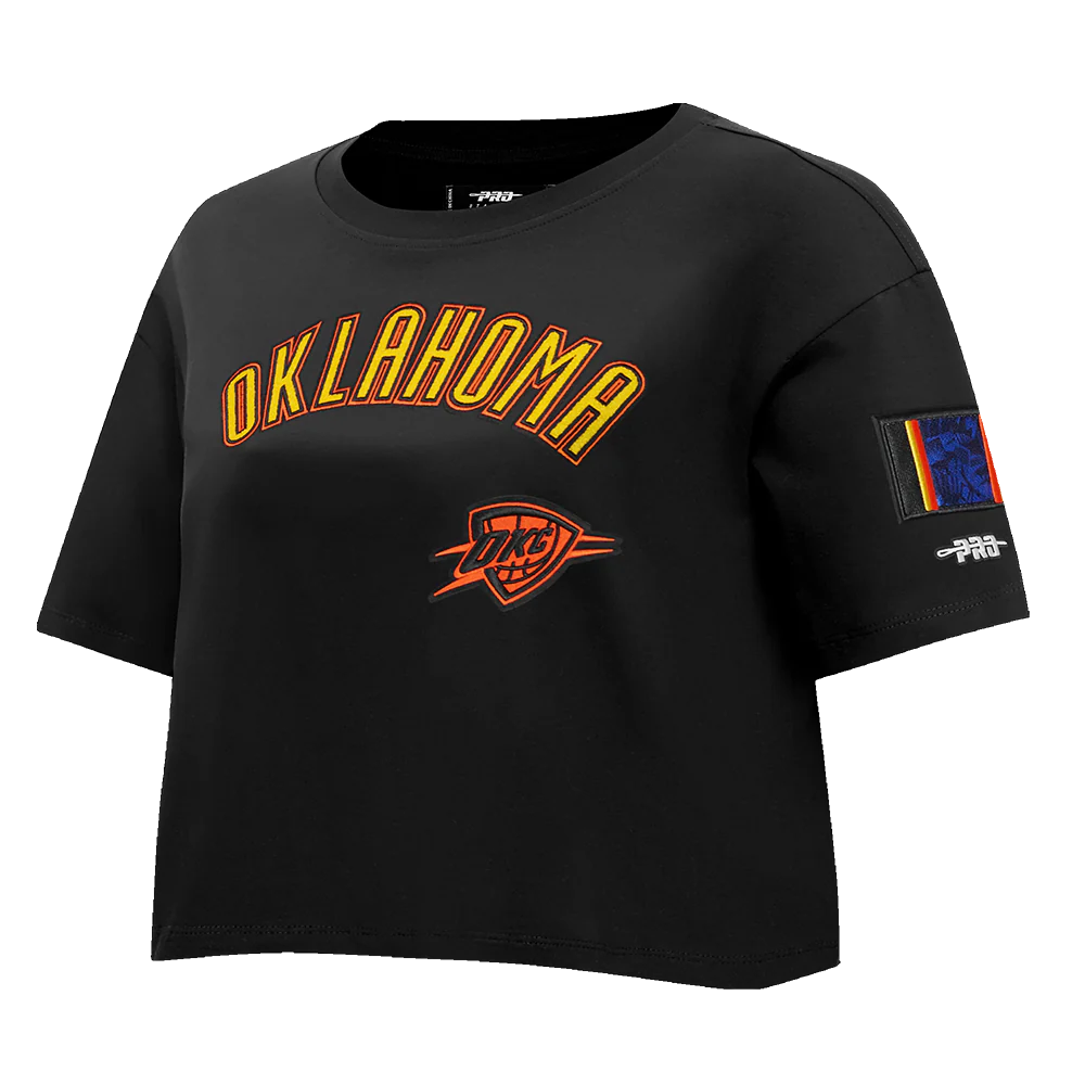 NBA OKLAHOMA CITY THUNDER CITY EDITION 24-25 WOMEN'S SINGLE JERSEY BOXY TEE (BLACK) - Image 2