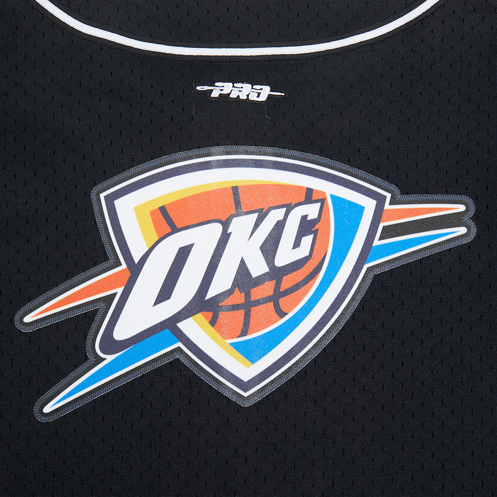 NBA OKLAHOMA CITY THUNDER CLASSIC BIG BOY'S MESH BUTTON DOWN SHIRT (BLACK) - Image 6