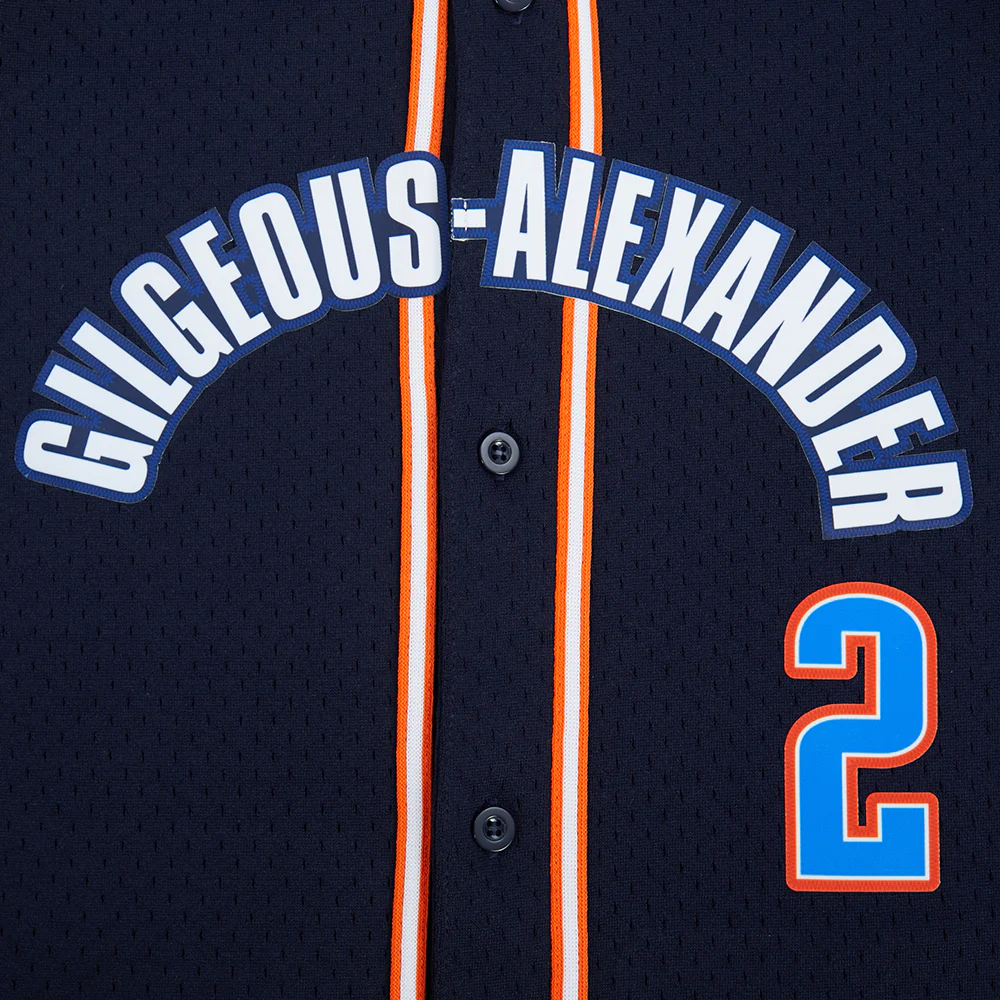 NBA OKLAHOMA CITY THUNDER SHAI GILGEOUS-ALEXANDER #2 CLASSIC MESH PNN BIG BOY'S MESH BUTTON DOWN SHIRT (MIDNIGHT NAVY/ORANGE) - Image 8
