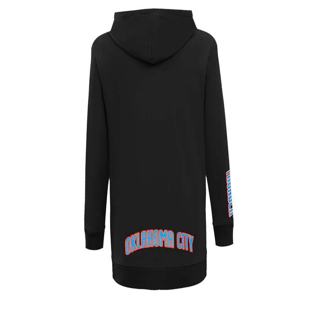 NBA OKLAHOMA CITY THUNDER CLASSIC WOMEN'S HOODIE DRESS (BLACK) - Image 3