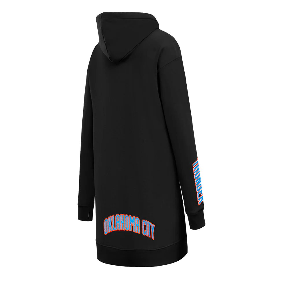 NBA OKLAHOMA CITY THUNDER CLASSIC WOMEN'S HOODIE DRESS (BLACK) - Image 4