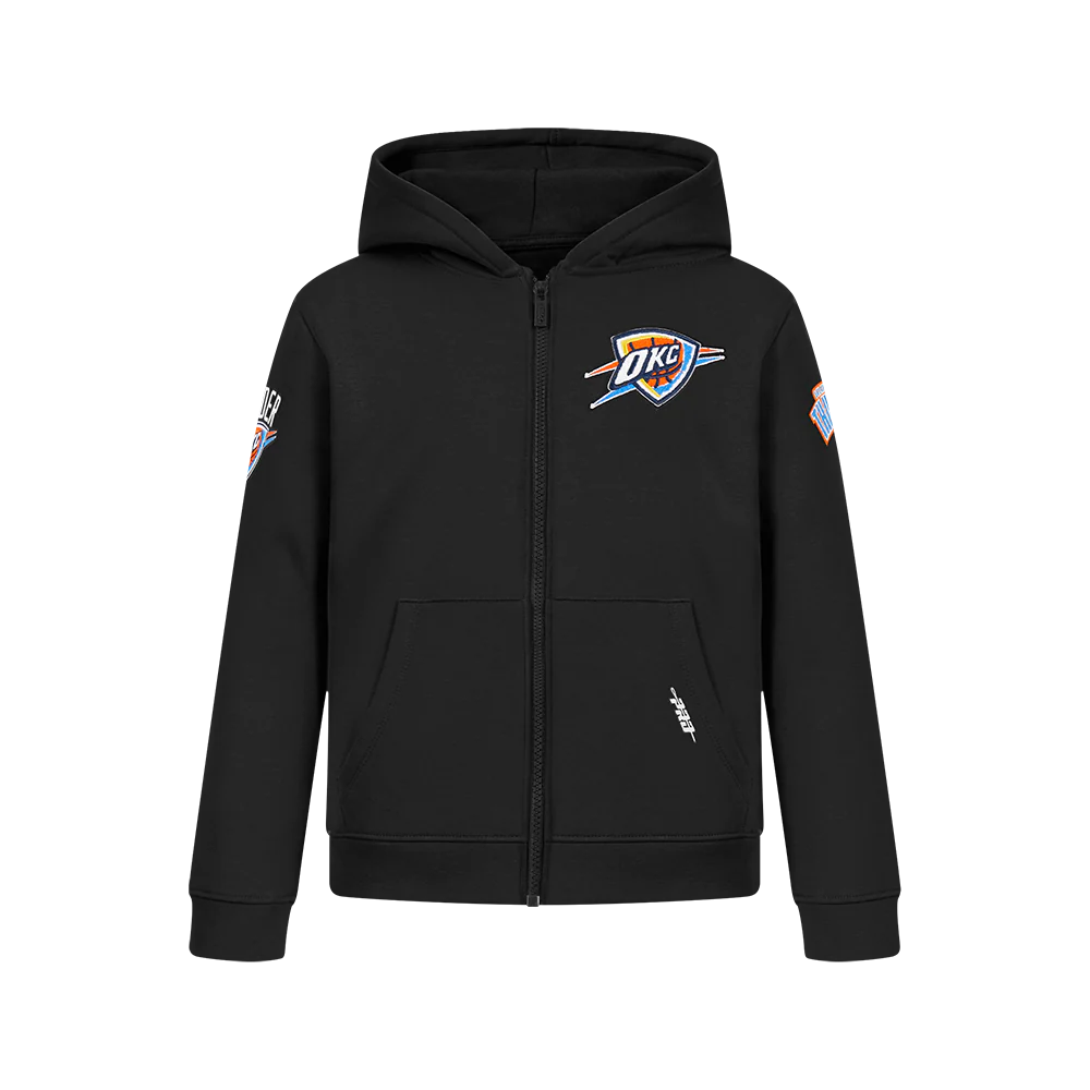 NBA OKLAHOMA CITY THUNDER CLASSIC BIG BOY'S FLC FZ PO HOODIE (BLACK)