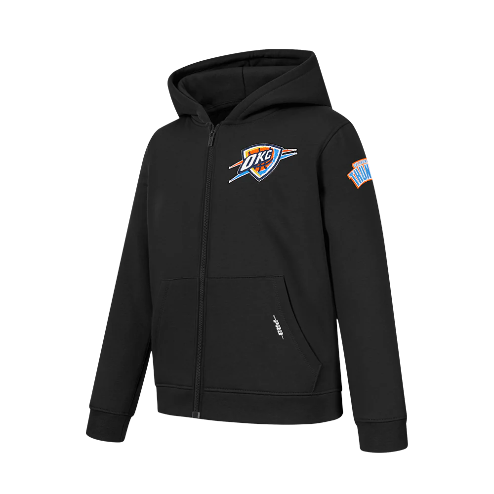 NBA OKLAHOMA CITY THUNDER CLASSIC BIG BOY'S FLC FZ PO HOODIE (BLACK) - Image 2