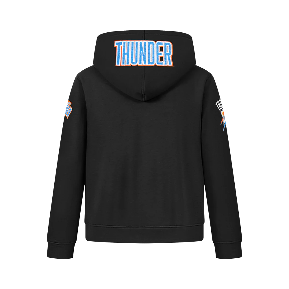 NBA OKLAHOMA CITY THUNDER CLASSIC BIG BOY'S FLC FZ PO HOODIE (BLACK) - Image 3