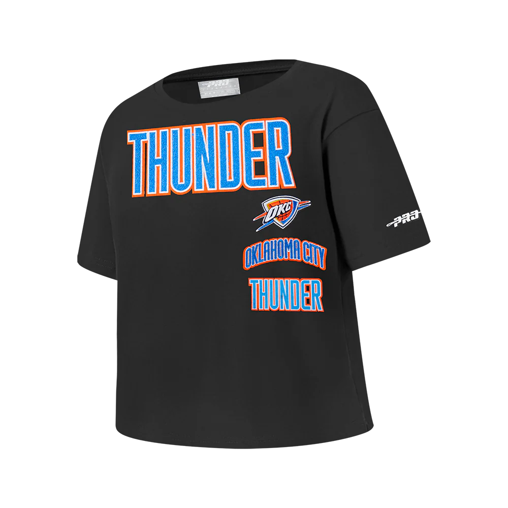 NBA OKLAHOMA CITY THUNDER RETRO CLASSIC BIG GIRLS SHORT SLEEVE BOXY TEE (BLACK) - Image 2