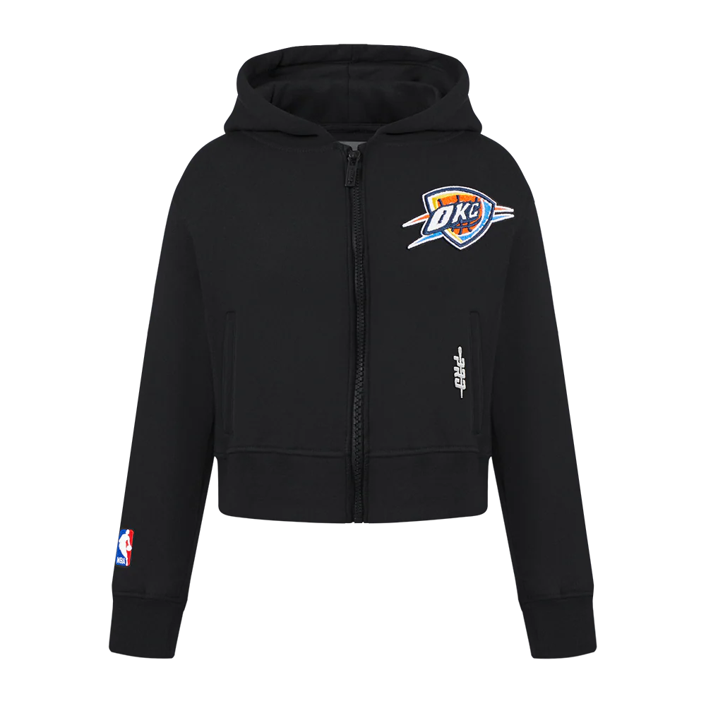 NBA OKLAHOMA CITY THUNDER CLASSIC BIG GIRLS FLEECE FULL ZIP HOODIE (BLACK)
