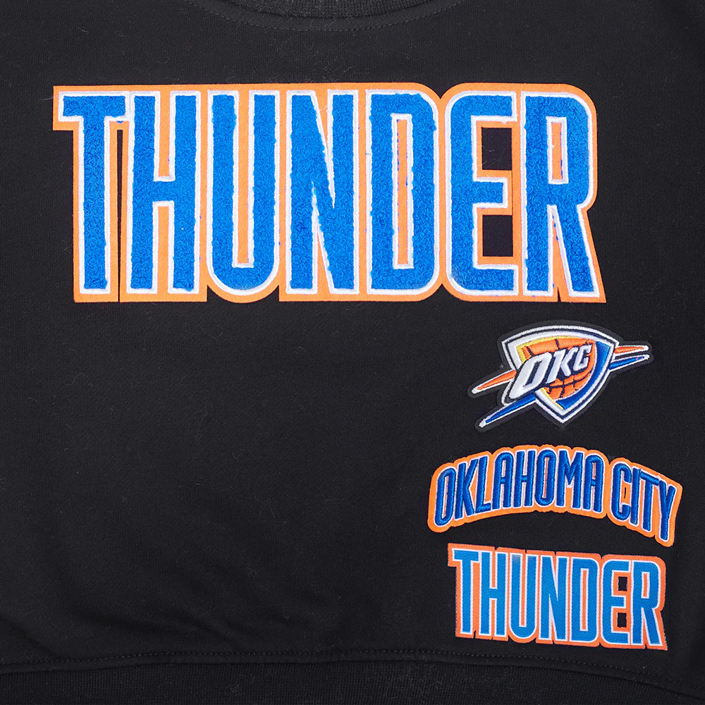 NBA OKLAHOMA CITY THUNDER RETRO CLASSIC BIG GIRLS RIB FLEECE CREWNECK (BLACK) - Image 7