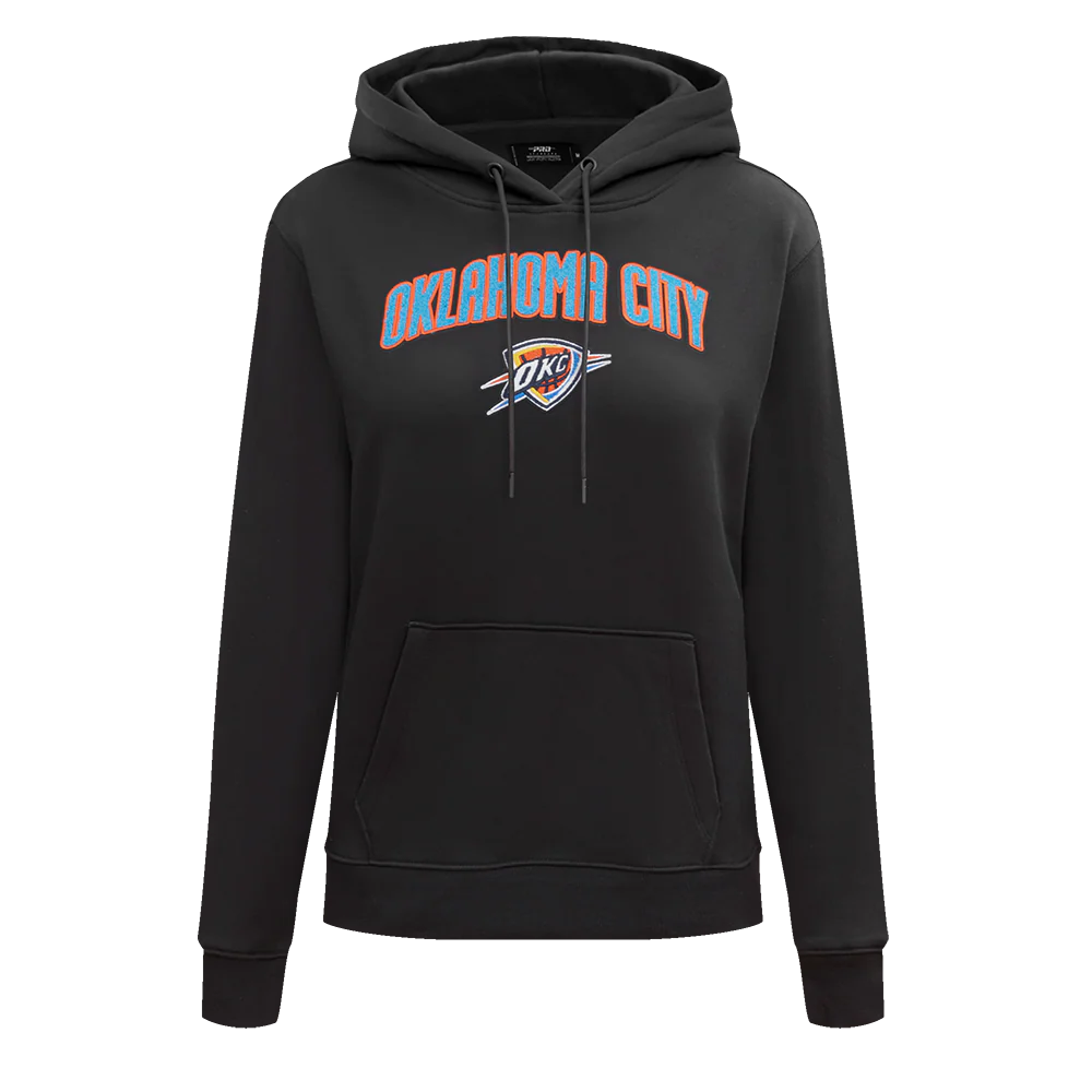 NBA OKLAHOMA CITY THUNDER CLASSIC WOMEN'S PULLOVER HOODIE (BLACK) - Image 3