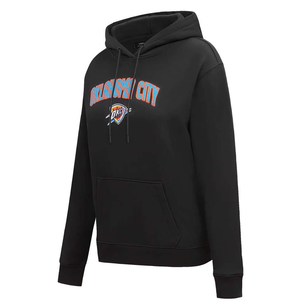 NBA OKLAHOMA CITY THUNDER CLASSIC WOMEN'S PULLOVER HOODIE (BLACK) - Image 4