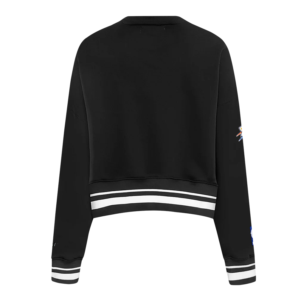 NBA OKLAHOMA CITY THUNDER RETRO CLASSIC WOMEN'S RIB FLC CREWNECK (BLACK) - Image 5