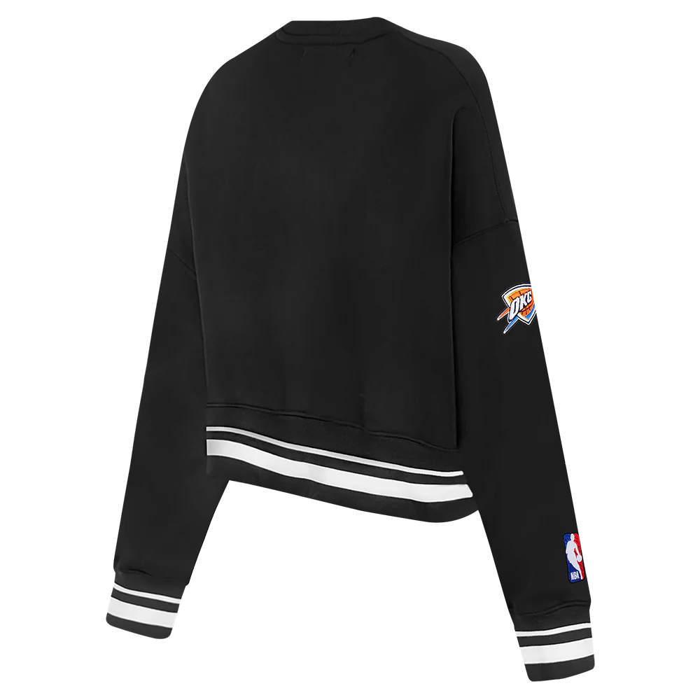 NBA OKLAHOMA CITY THUNDER RETRO CLASSIC WOMEN'S RIB FLC CREWNECK (BLACK) - Image 6