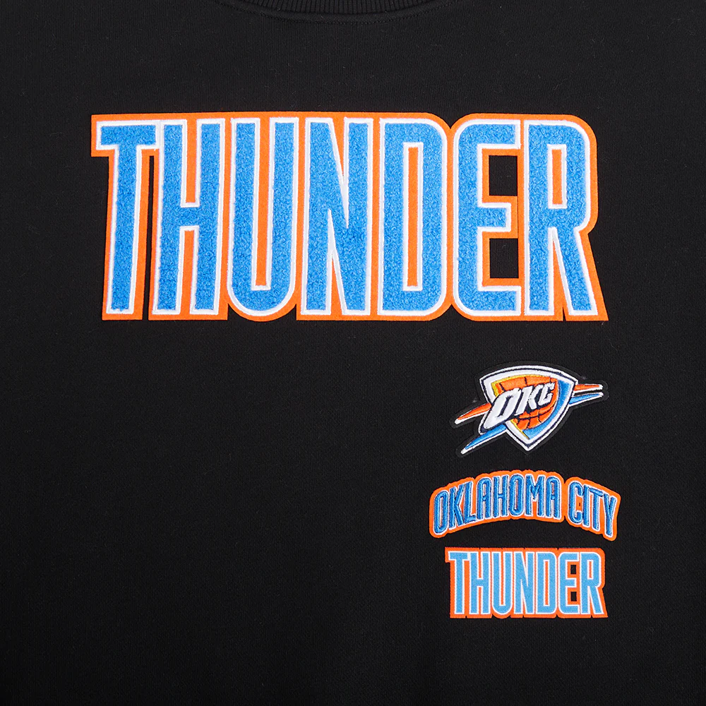 NBA OKLAHOMA CITY THUNDER RETRO CLASSIC WOMEN'S RIB FLC CREWNECK (BLACK) - Image 8