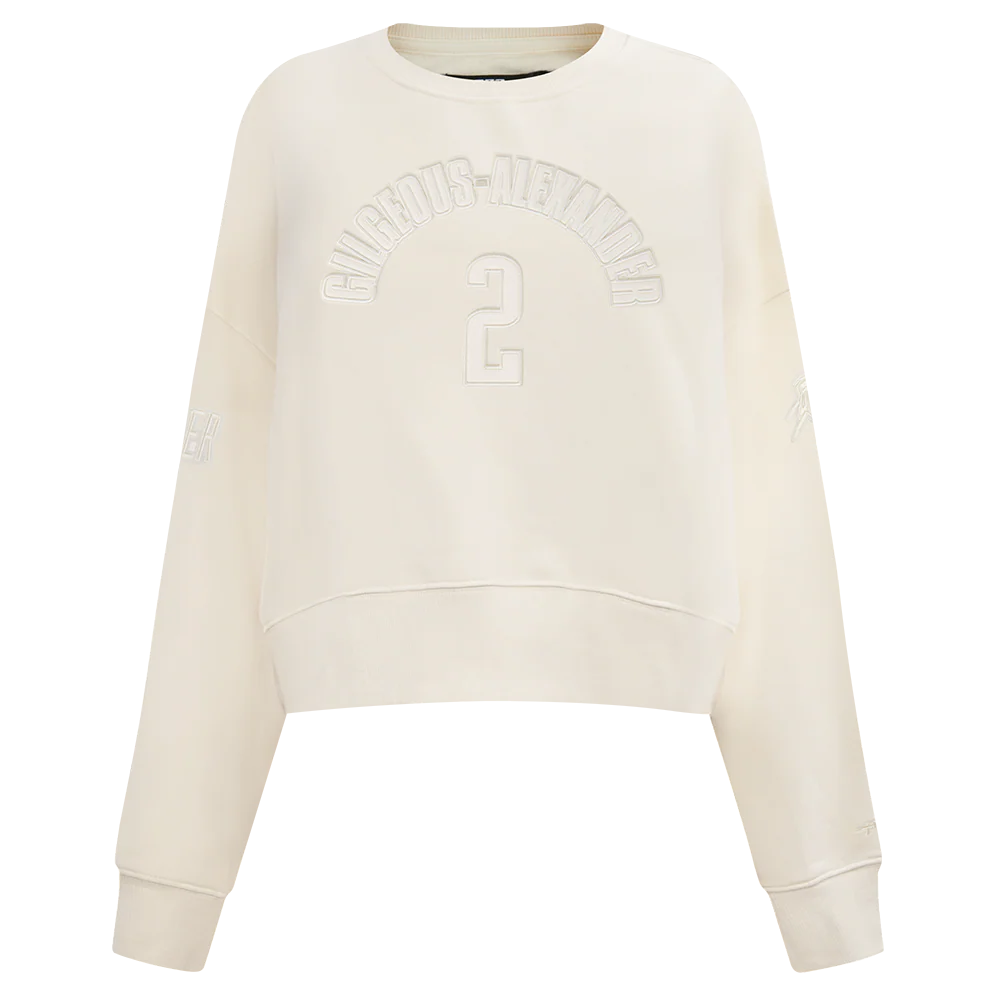 NBA OKLAHOMA CITY THUNDER SHAI GILGEOUS-ALEXANDER #2 NEUTRAL PNN WOMEN'S FLC CREWNECK (EGGSHELL) - Image 3