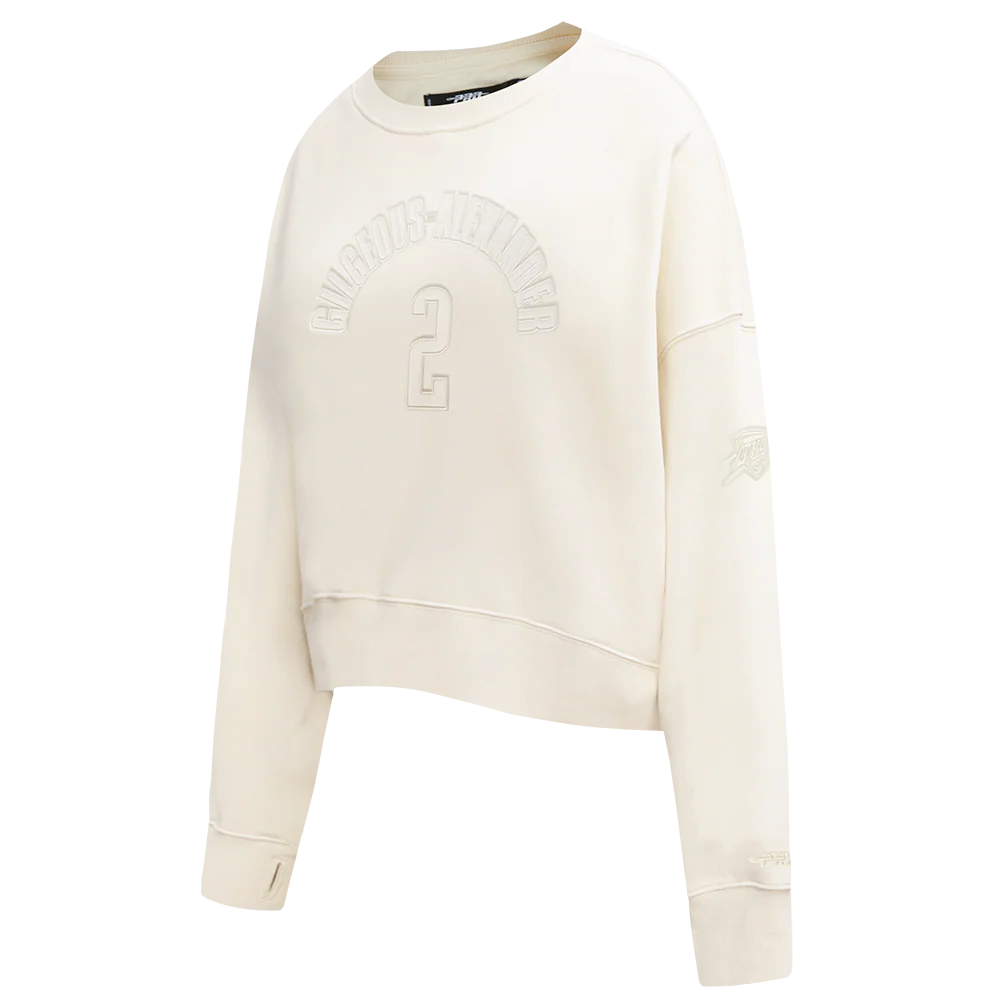 NBA OKLAHOMA CITY THUNDER SHAI GILGEOUS-ALEXANDER #2 NEUTRAL PNN WOMEN'S FLC CREWNECK (EGGSHELL) - Image 4