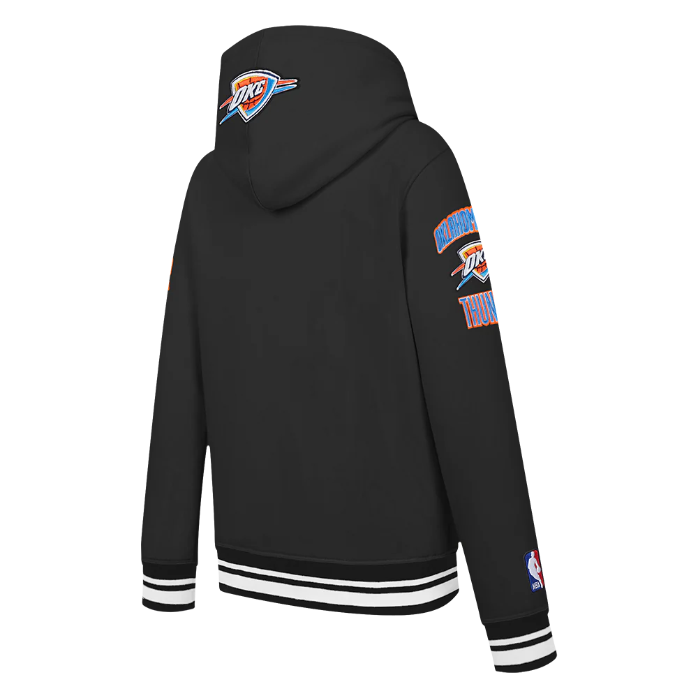 NBA OKLAHOMA CITY THUNDER RETRO CLASSIC LITTLE BOYS RIB FLEECE PULLOVER HOODIE (BLACK) - Image 4