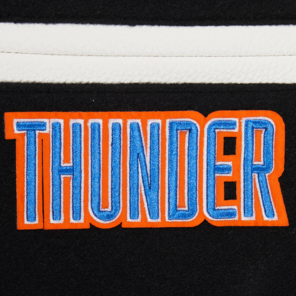 NBA OKLAHOMA CITY THUNDER CLASSIC LITTLE BOYS WOOL VARSITY JACKET (BLACK/WHITE) - Image 5
