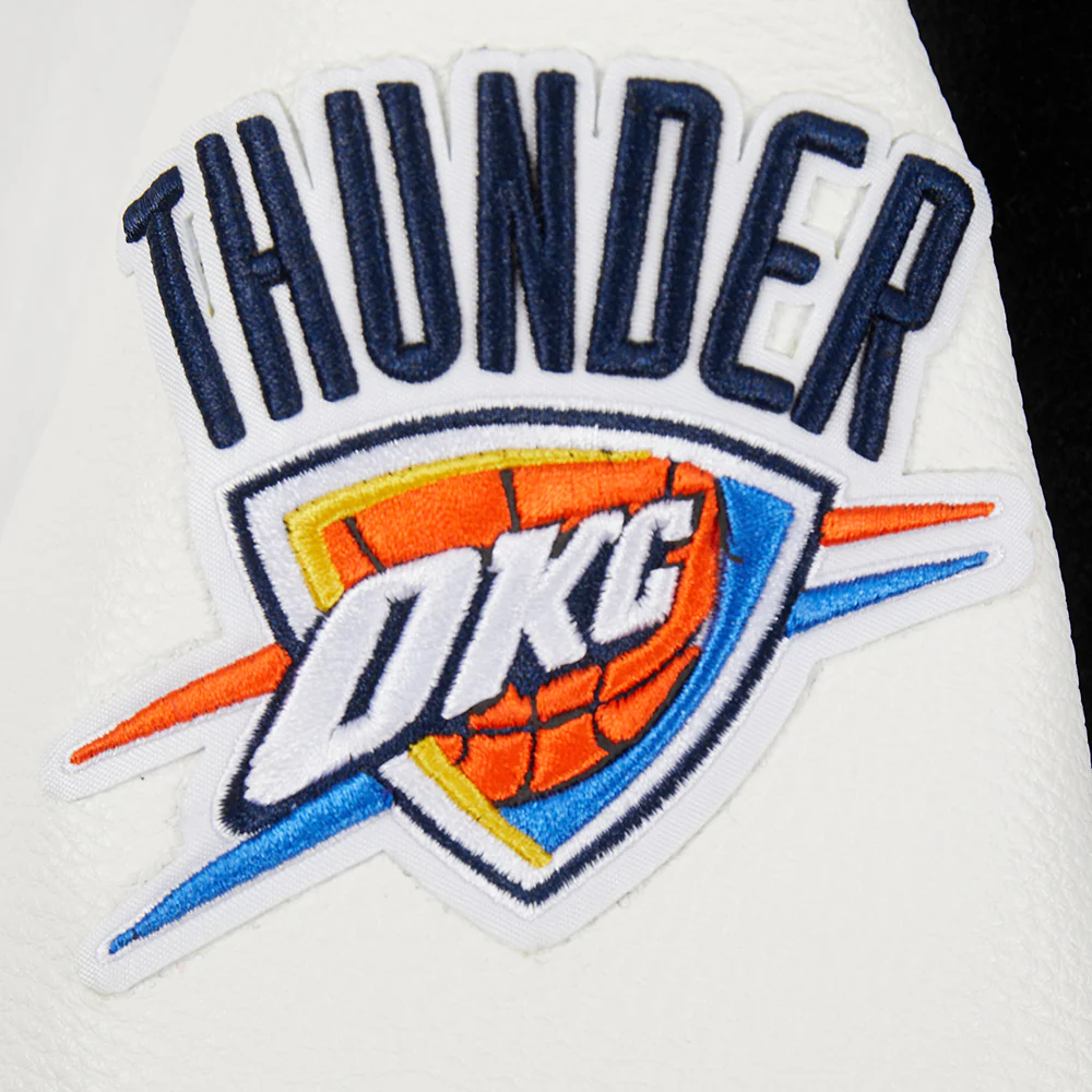 NBA OKLAHOMA CITY THUNDER CLASSIC LITTLE BOYS WOOL VARSITY JACKET (BLACK/WHITE) - Image 7