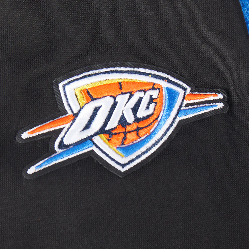 NBA OKLAHOMA CITY THUNDER RETRO CLASSIC LITTLE GIRLS RIB FLEECE CREWNECK (BLACK) - Image 5