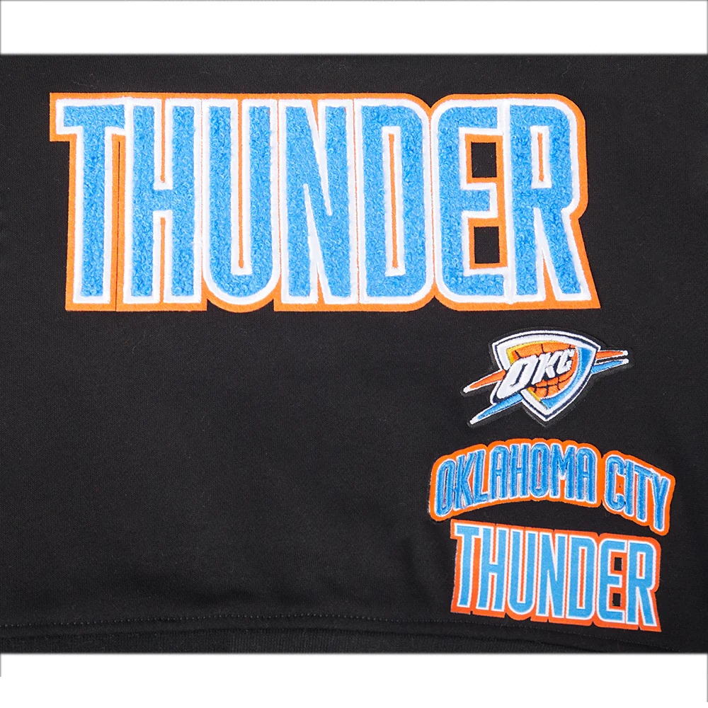 NBA OKLAHOMA CITY THUNDER RETRO CLASSIC LITTLE GIRLS RIB FLEECE CREWNECK (BLACK) - Image 6