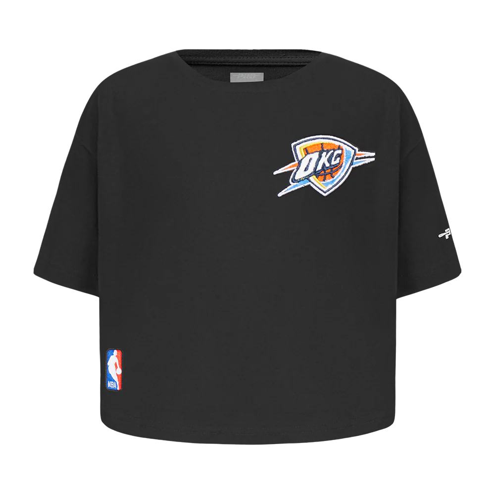 NBA OKLAHOMA CITY THUNDER CLASSIC TODDLER GIRLS SHORT SLEEVE BOXY TEE (BLACK)