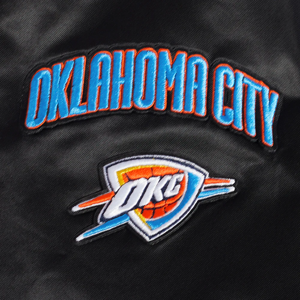 NBA OKLAHOMA CITY THUNDER CLASSIC WOMEN'S SATIN JACKET (BLACK) - Image 8