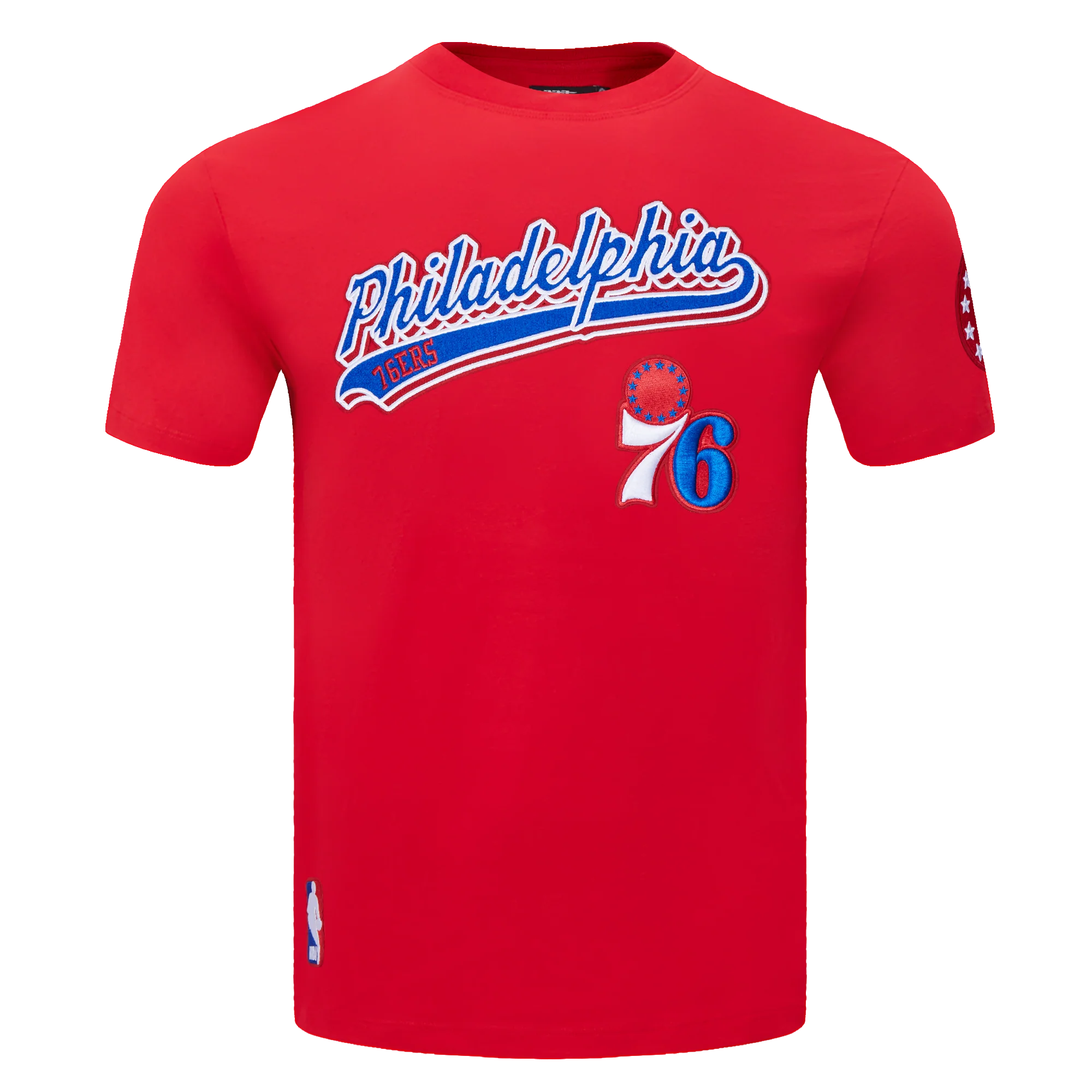NBA PHILADELPHIA 76ers SCRIPT TAIL MEN'S   TEE (RED)