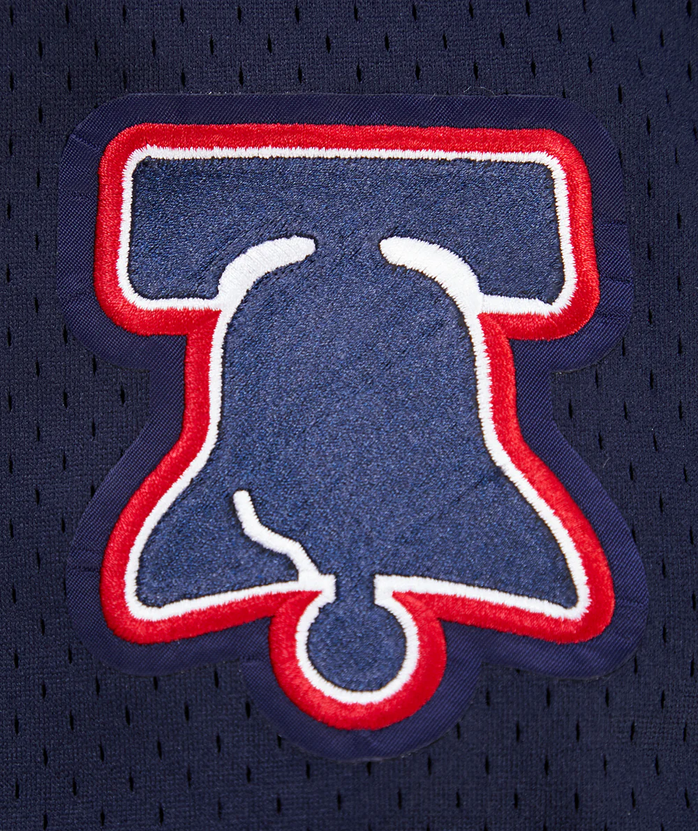NBA PHILADELPHIA 76ERS CHEST CITY OF BROTHERLY LOVE MEN'S MESH BUTTON DOW (MIDNIGHT NAVY/RED) - Image 8