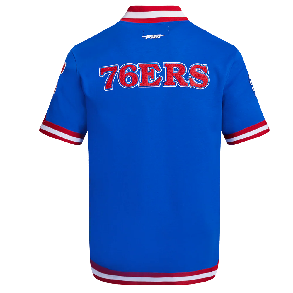 NBA PHILADELPHIA 76ers CLASSIC MEN'S PRO SS DOUBLE KNIT JACKET (ROYAL BLUE/RED) - Image 3