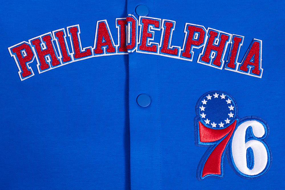 NBA PHILADELPHIA 76ers CLASSIC MEN'S PRO SS DOUBLE KNIT JACKET (ROYAL BLUE/RED) - Image 8