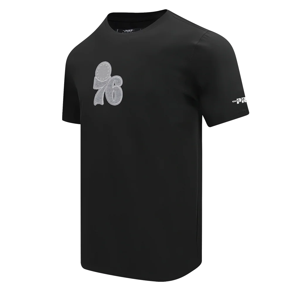 NBA PHILADELPHIA 76ERS REVERSE FRENCH TERRY MEN'S COTTON JERSEY DROP SHOULDER TEE (BLACK) - Image 2