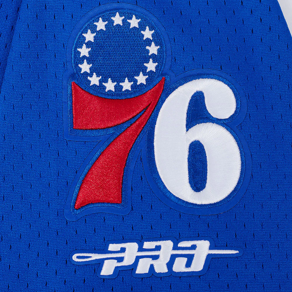 NBA PHILADELPHIA 76ERS JOEL EMBIID #21 CLASSIC MESH PNN MEN'S MESH BUTTON DOWN SHIRT (ROYAL BLUE/RED) - Image 6