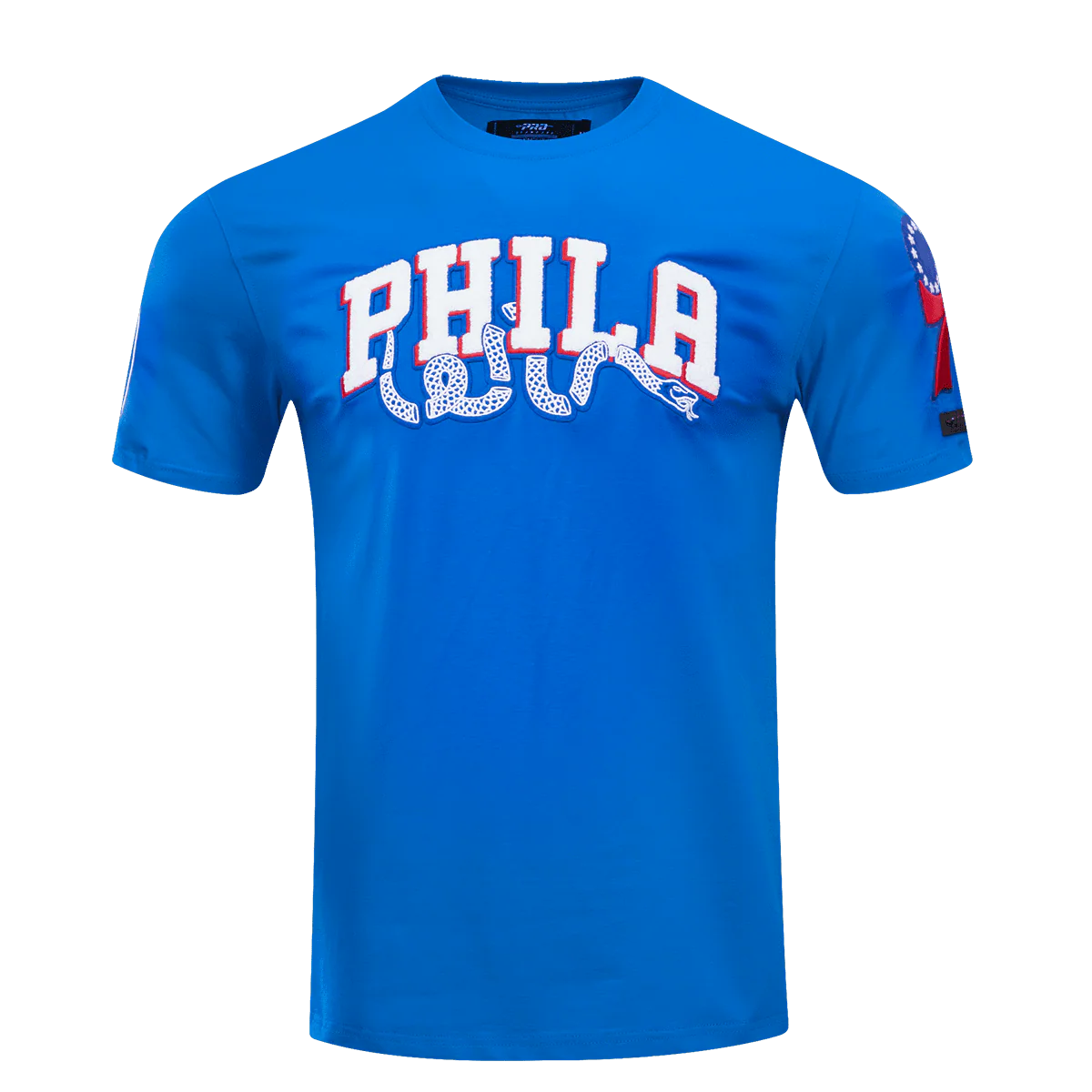 NBA PHILADELPHIA 76ERS CLASSIC CHENILLE MEN'S TEE (ROYAL BLUE)