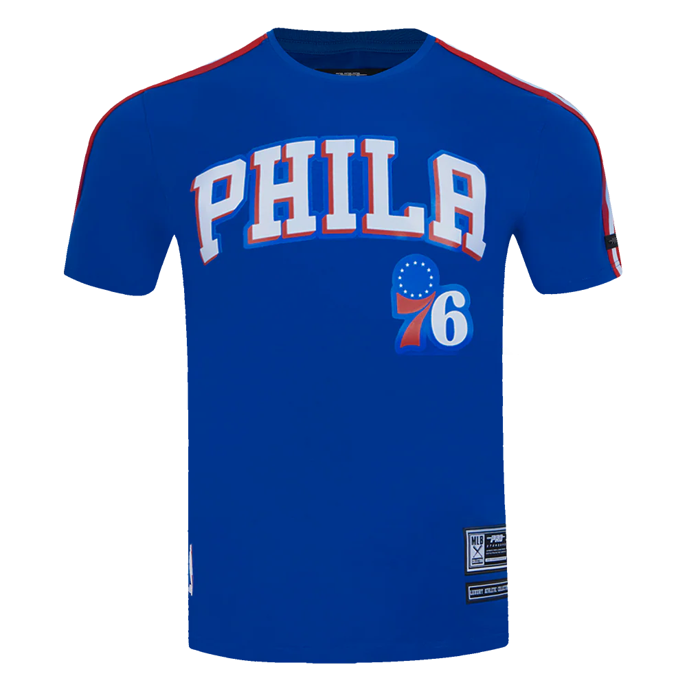 NBA PHILADELPHIA 76ERS CLASSIC MEN'S SINGLE JERSEY STRIPED TEE (ROYAL BLUE/RED)