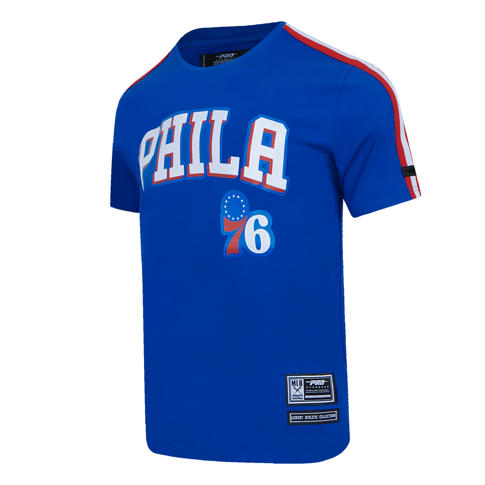 NBA PHILADELPHIA 76ERS CLASSIC MEN'S SINGLE JERSEY STRIPED TEE (ROYAL BLUE/RED) - Image 2