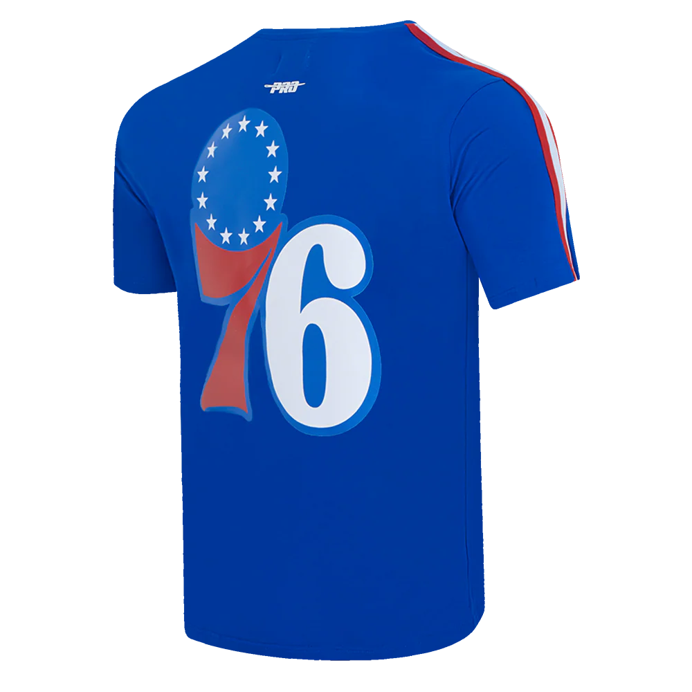 NBA PHILADELPHIA 76ERS CLASSIC MEN'S SINGLE JERSEY STRIPED TEE (ROYAL BLUE/RED) - Image 4