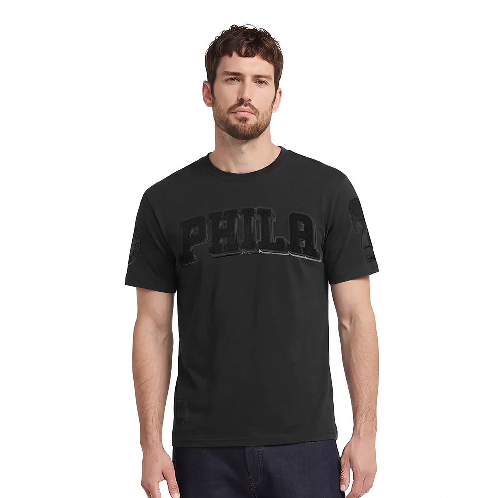 NBA PHILADELPHIA 76ERS CLASSIC 3BK MEN'S SJ TEE (TRIPLE BLACK)