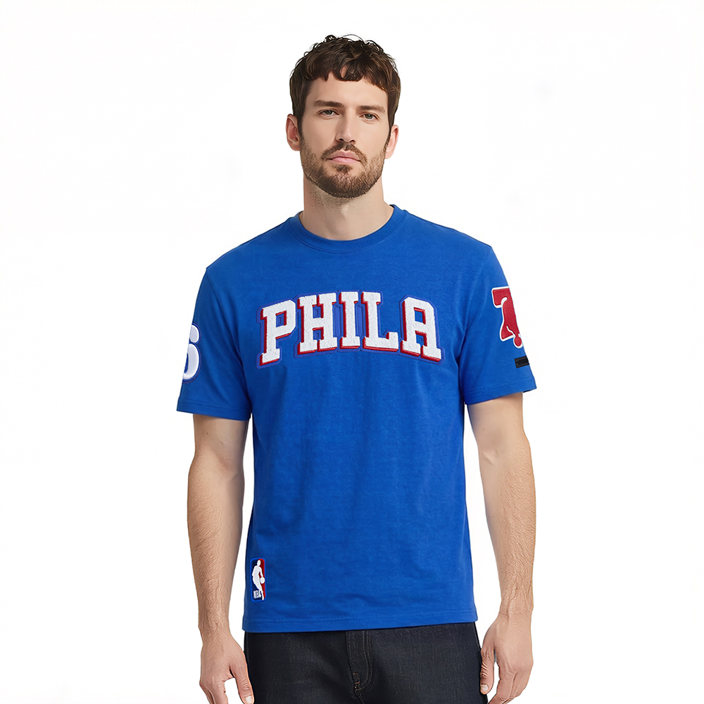NBA PHILADELPHIA 76ERS CLASSIC CHENILLE MEN'S TEE (ROYAL BLUE)