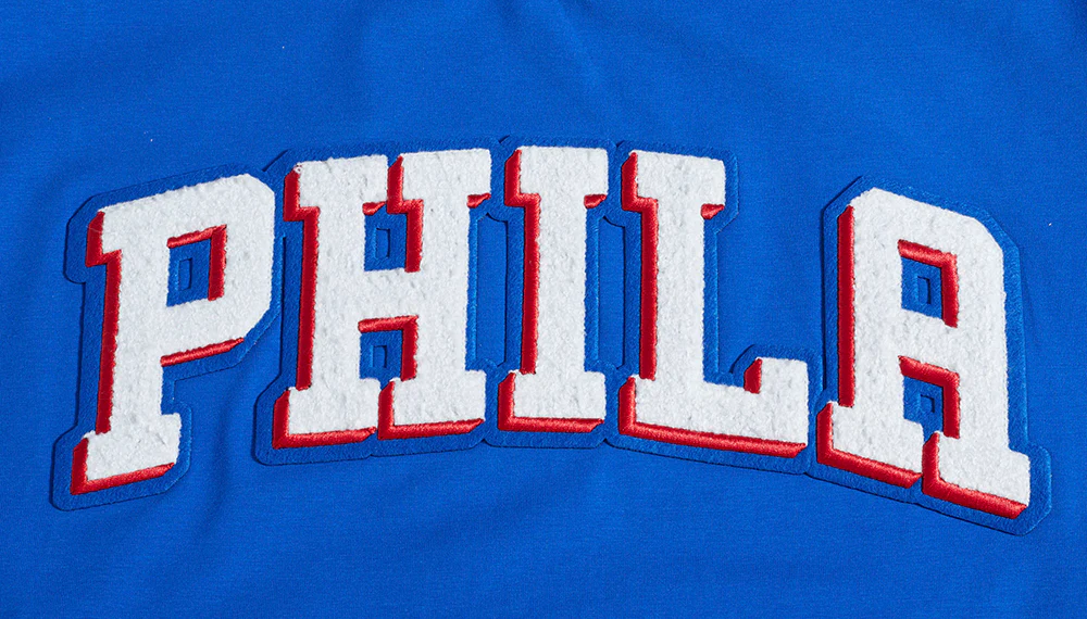 NBA PHILADELPHIA 76ERS CLASSIC CHENILLE MEN'S TEE (ROYAL BLUE) - Image 7