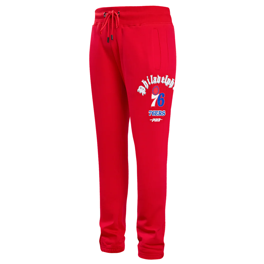 NBA PHILADELPHIA 76ERS OLD ENGLISH MEN'S SWEATPANT (RED)