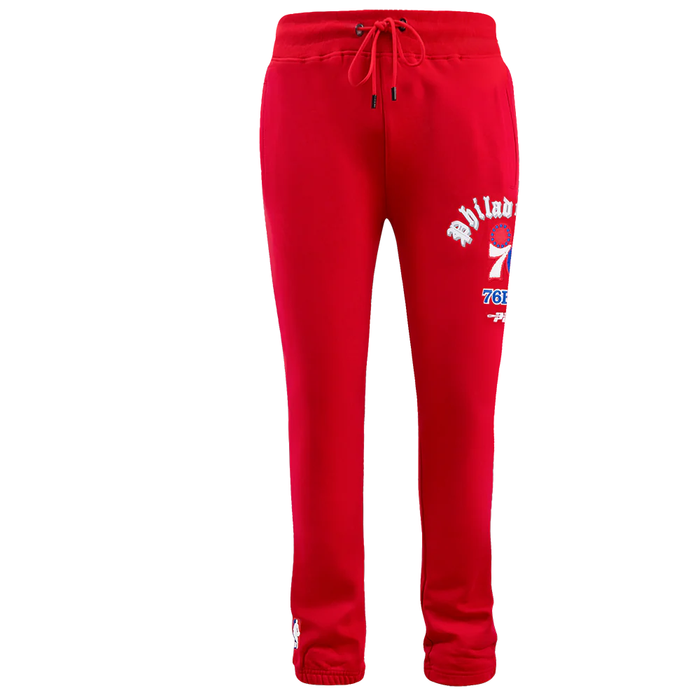 NBA PHILADELPHIA 76ERS OLD ENGLISH MEN'S SWEATPANT (RED) - Image 2