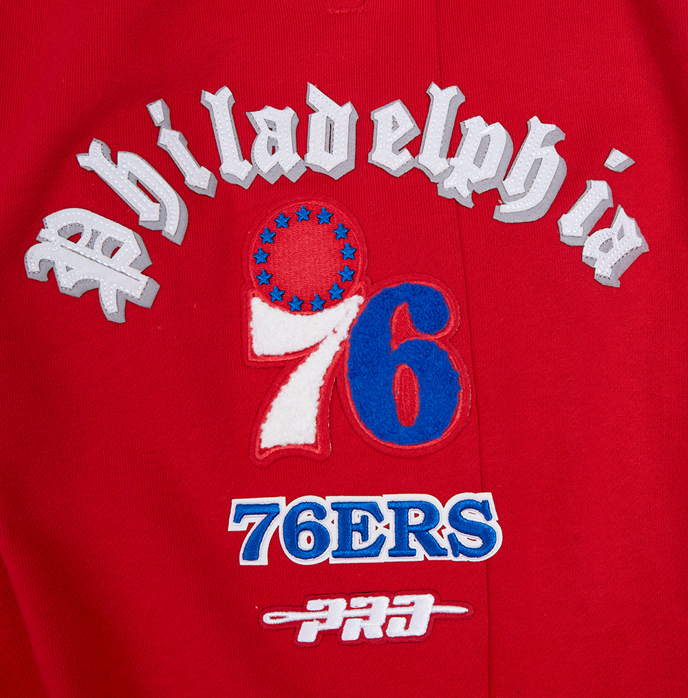 NBA PHILADELPHIA 76ERS OLD ENGLISH MEN'S SWEATPANT (RED) - Image 5