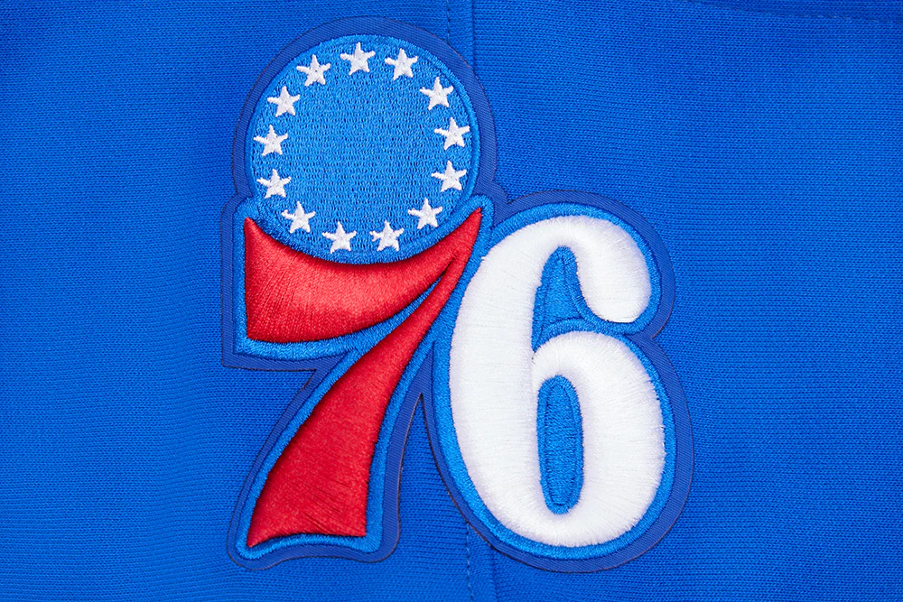 NBA PHILADELPHIA 76ers SCRIPT TAIL MEN'S RIB FLEECE PULLOVER HOODIE (ROYAL BLUE/RED) - Image 5