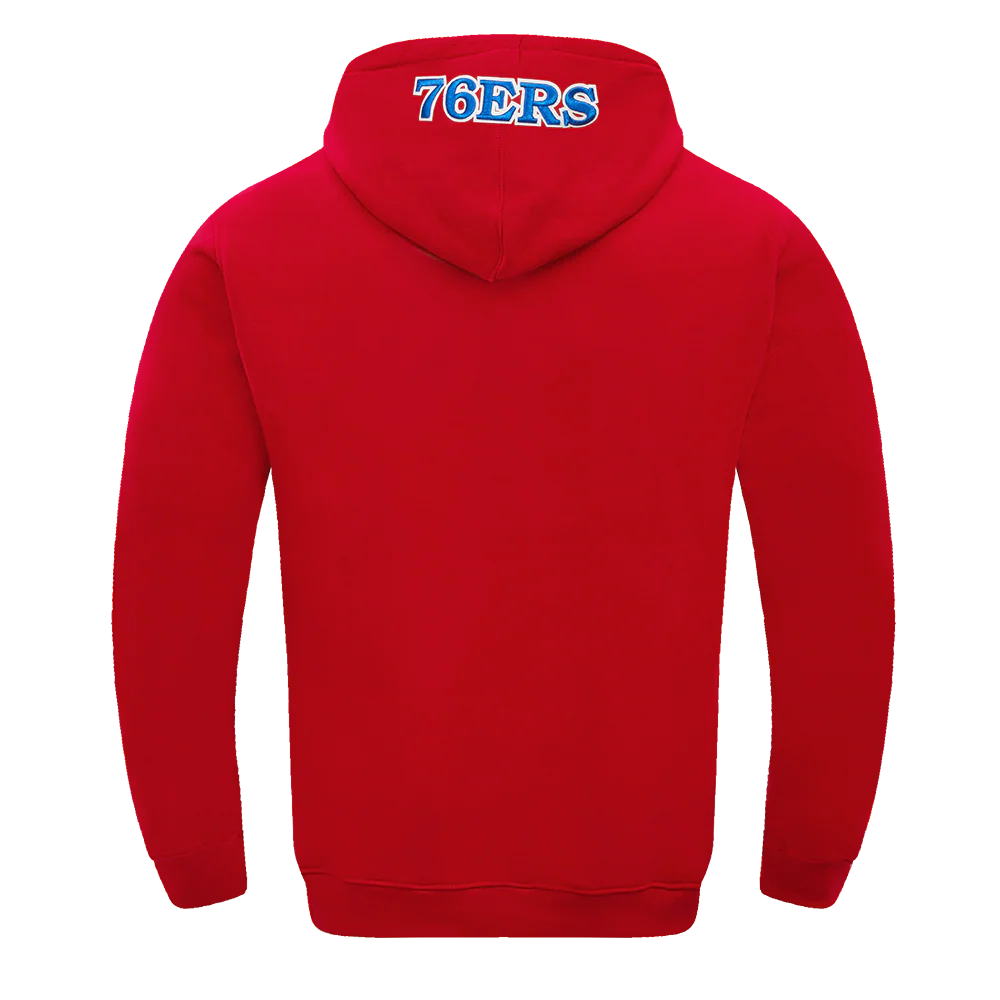 NBA PHILADELPHIA 76ERS OLD ENGLISH MEN'S PULLOVER HOODIE (RED) - Image 3