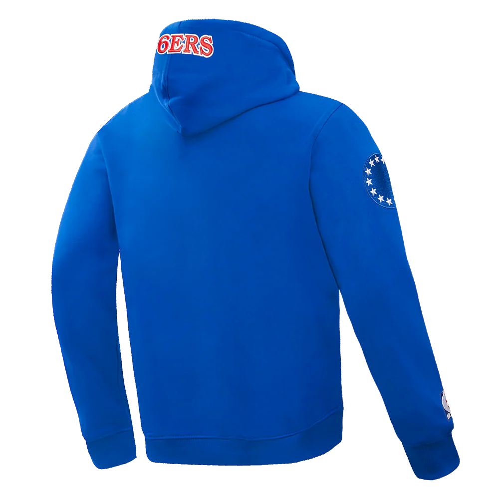 NBA PHILADELPHIA 76ERS OLD ENGLISH MEN'S PULLOVER HOODIE (ROYAL BLUE) - Image 6