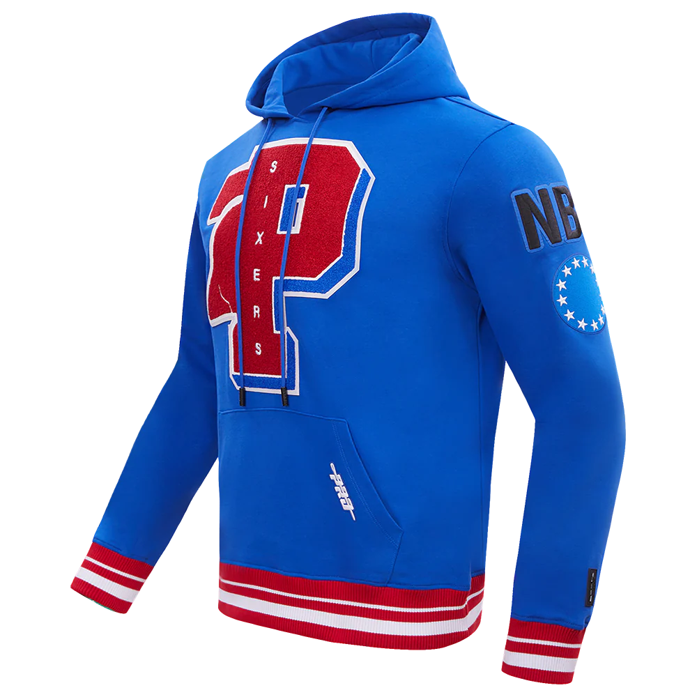 NBA PHILADELPHIA 76ERS MASHUP MEN'S RIB PULLOVER HOODIE (ROYAL BLUE/RED) - Image 2