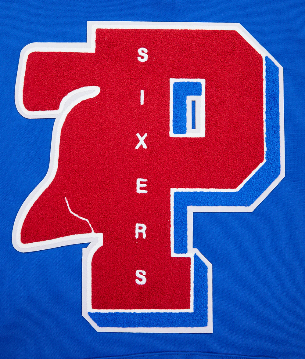 NBA PHILADELPHIA 76ERS MASHUP MEN'S RIB PULLOVER HOODIE (ROYAL BLUE/RED) - Image 6