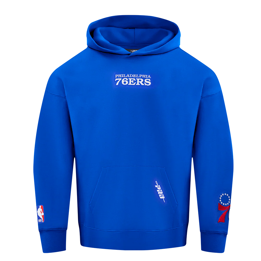 NBA PHILADELPHIA 76ERS WINGSPAN MEN'S DROP SHOULDER FLEECE PULLOVER HOODIE (ROYAL BLUE) - Image 3