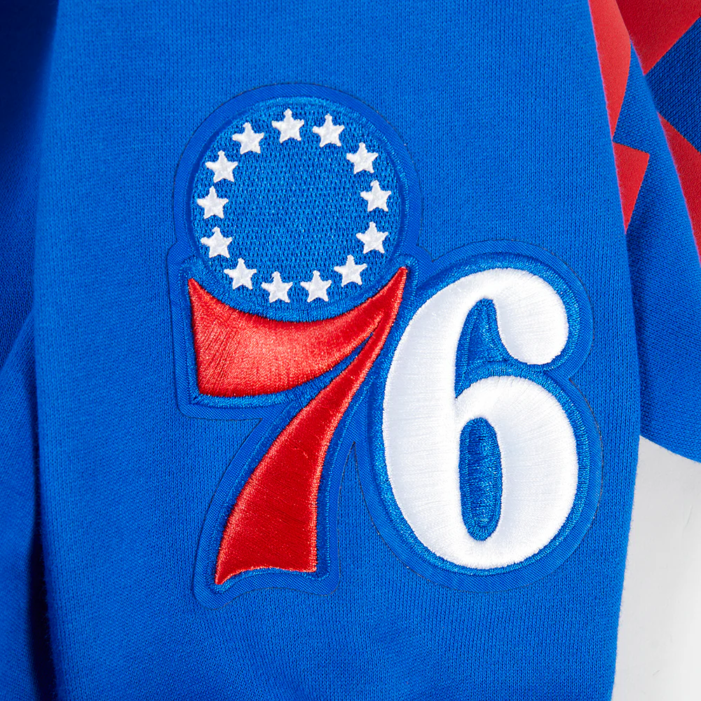 NBA PHILADELPHIA 76ERS WINGSPAN MEN'S DROP SHOULDER FLEECE CREWNECK (ROYAL BLUE) - Image 9