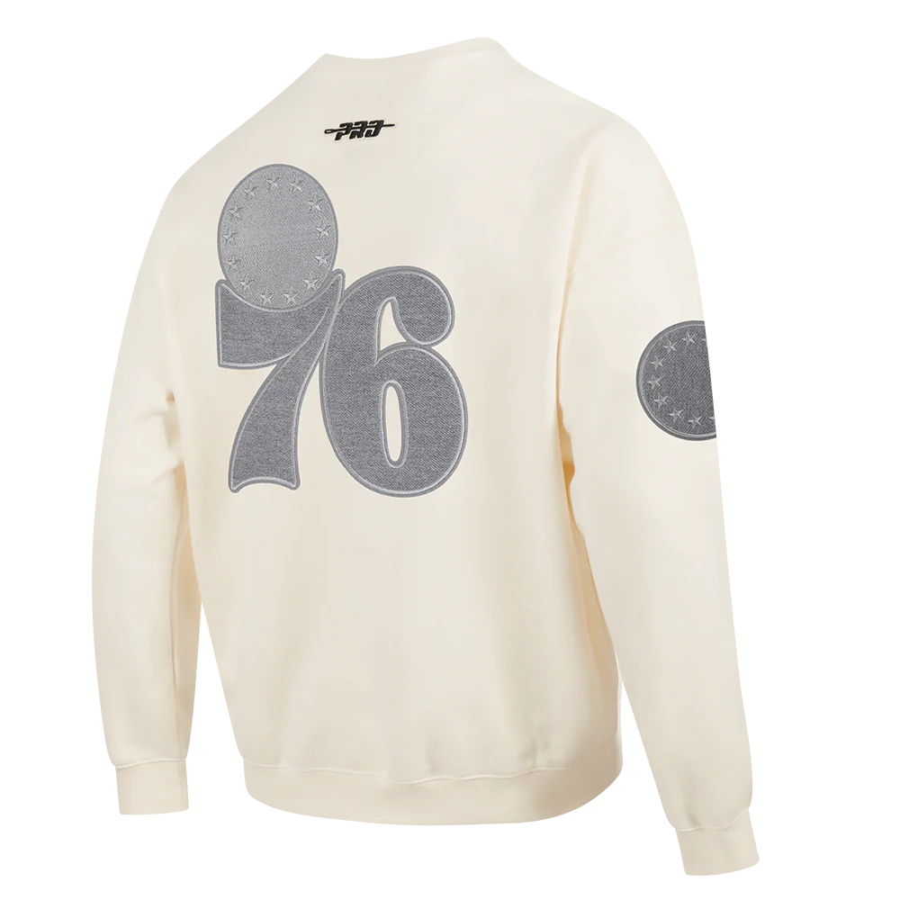 NBA PHILADELPHIA 76ERS REVERSE FRENCH TERRY MEN'S DROP SHOULDER FLC (EGGSHELL) - Image 4