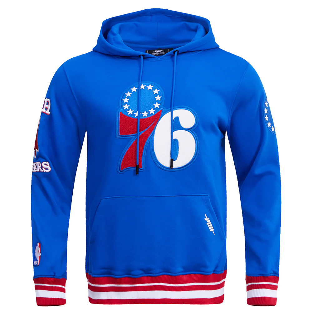 NBA PHILADELPHIA 76ERS RETRO CLASSIC MEN'S PULLOVER HOODIE (ROYAL/RED)